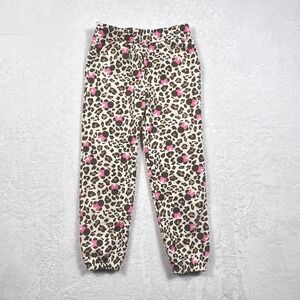 Disney Junior Minnie Mouse Leopard Print Jogger Sweatpants Kids 5T Pink Bows